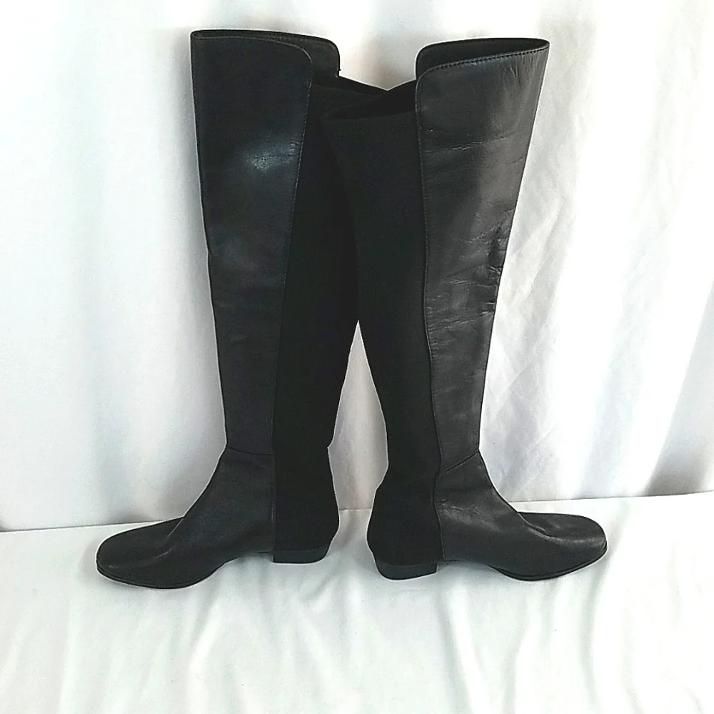 Vince Camuto Karita Over The Knee Boot Leather and Fabric Black Size 5M